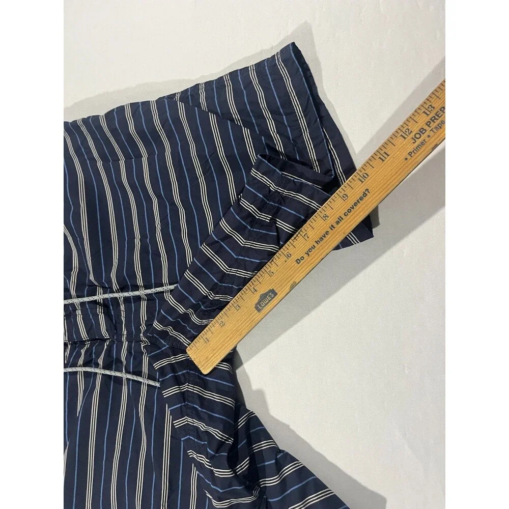 J. Crew Swim Trunks Mens Blue Striped Poly Preppy Surf Shorts Drawstring Sz 38